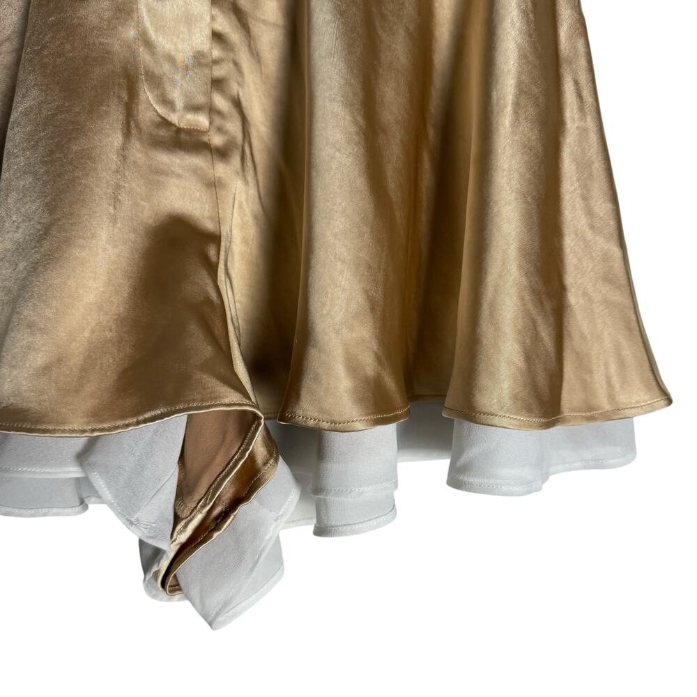 Mare Mare Silky Skirty Taupe Gold Layered Satin High Rise Shorts Size Small - Picture 7 of 13